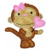 Valentine Monkey Applique Girl