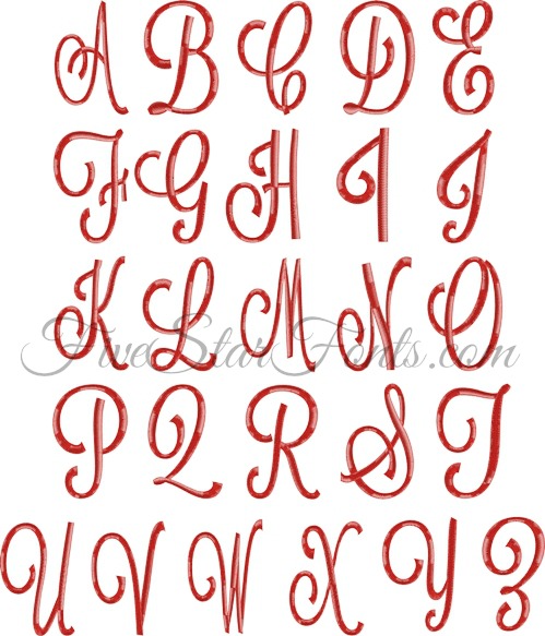 Flourish Script Monogram Embroidery Font JUMBO, Applique Corner