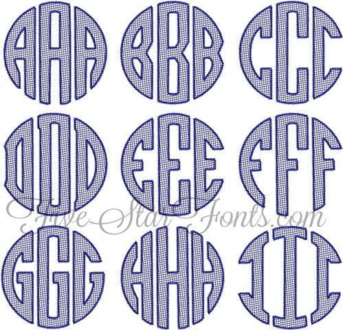 Leafy Outline Monogram Circle