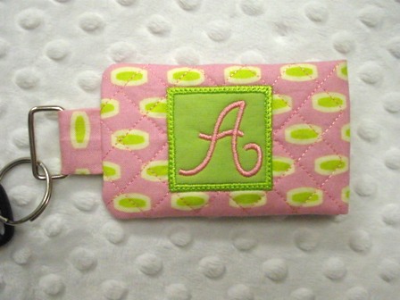 View Fabric Mini Monogrammed Keychain