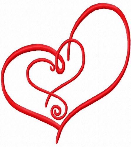 Love heart embroidery design available in two sizes