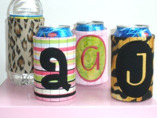 Wrap It Up - 5x7 Hoop Quilted Monogram Can - Bottle Koozie Wraps