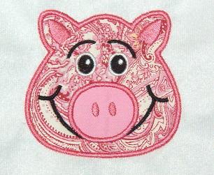PIG Face Applique Design