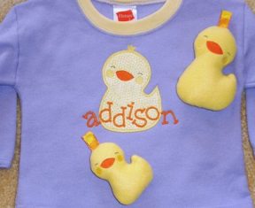 Sweet Duckie Snuggly and Matching Applique 7 sizes
