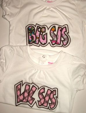 Exclusive BIG AND LIL SIS Double Applique-5 Sizes