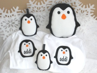 Penguin Snuggly and Matching Applique 5 sizes