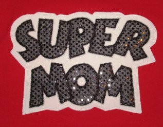 Exclusive SUPER MOM Applique-5 Sizes