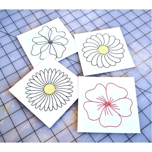 Floral Burlap Coasters In the Hoop NO Sew